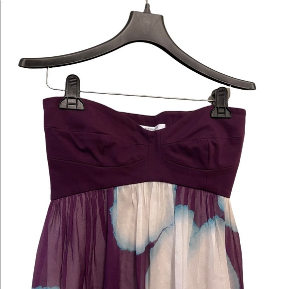 Diane Von Furstenberg Asti Silk Plum Floral Strapless Empire Waist Flowy Dress - Picture 6 of 9